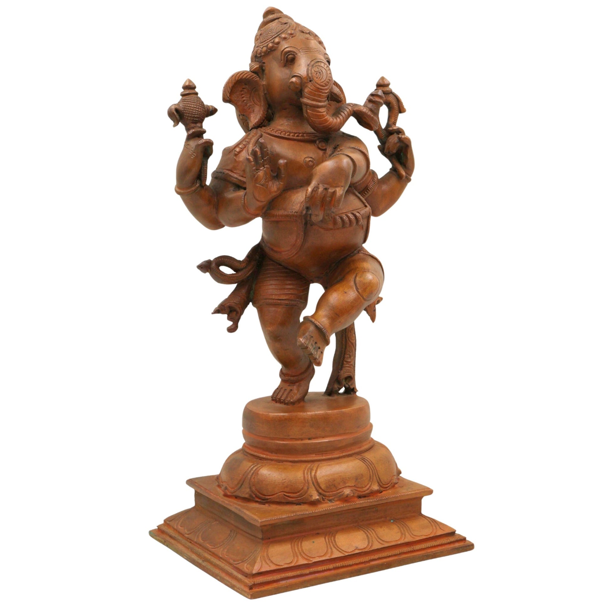 Handcrafted Panchaloha Bronze Ganesha Idol, Vinayaka Ganpati Murti, Chola Art Vighnaharta Sculpture for Home, Temple & Gifting – 30cm,Brown, 12 Inch, 1 Piece