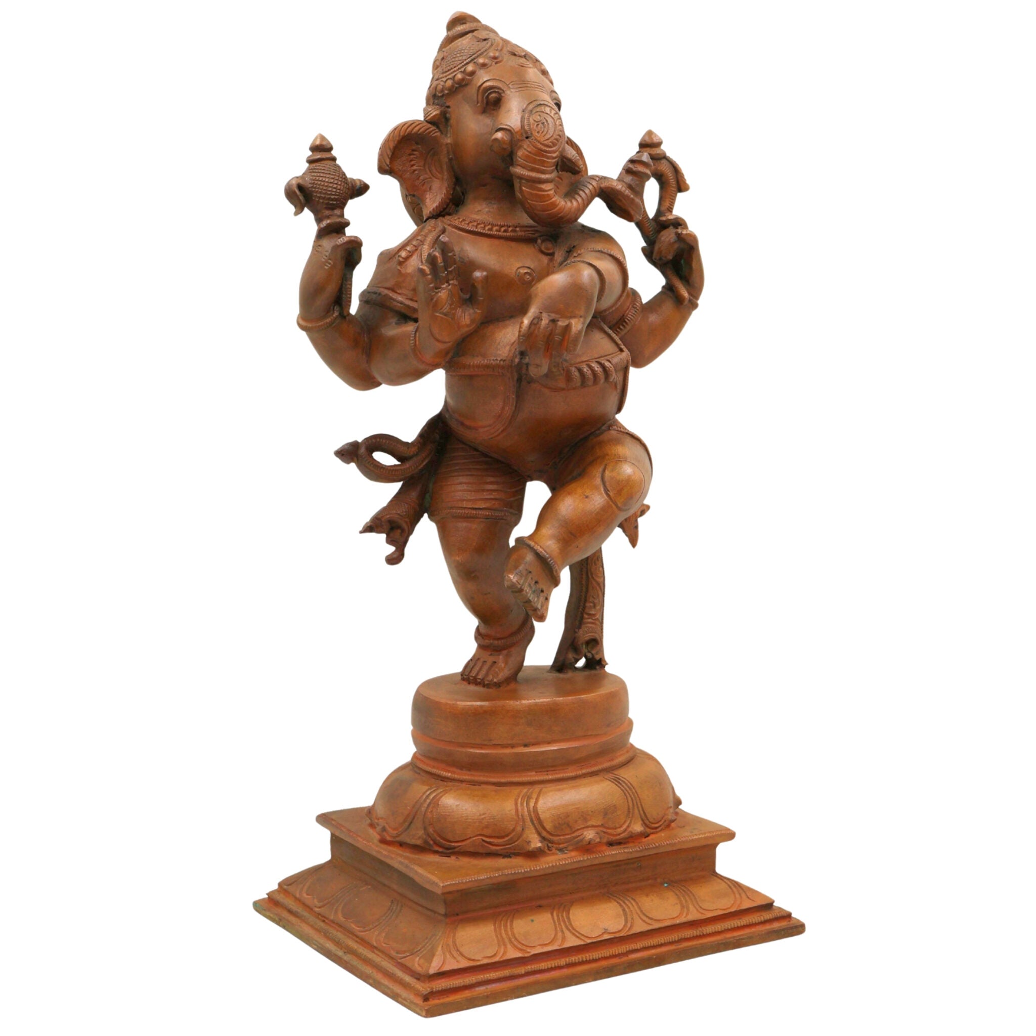 Handcrafted Panchaloha Bronze Ganesha Idol, Vinayaka Ganpati Murti, Chola Art Vighnaharta Sculpture for Home, Temple & Gifting – 30cm,Brown, 12 Inch, 1 Piece