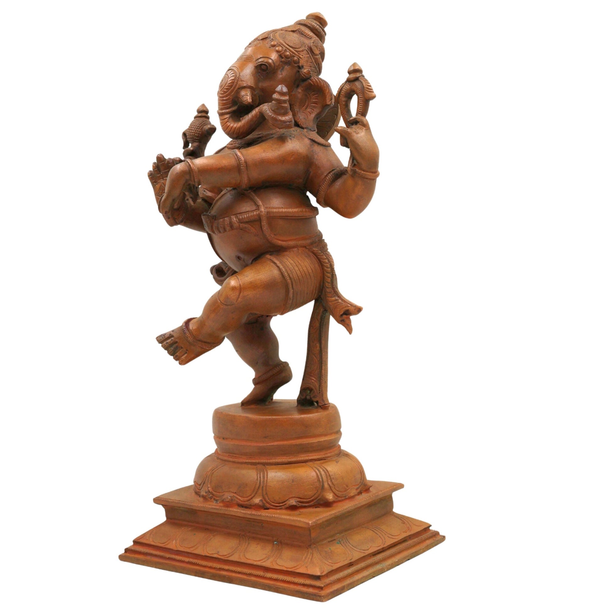 Handcrafted Panchaloha Bronze Ganesha Idol, Vinayaka Ganpati Murti, Chola Art Vighnaharta Sculpture for Home, Temple & Gifting – 30cm,Brown, 12 Inch, 1 Piece