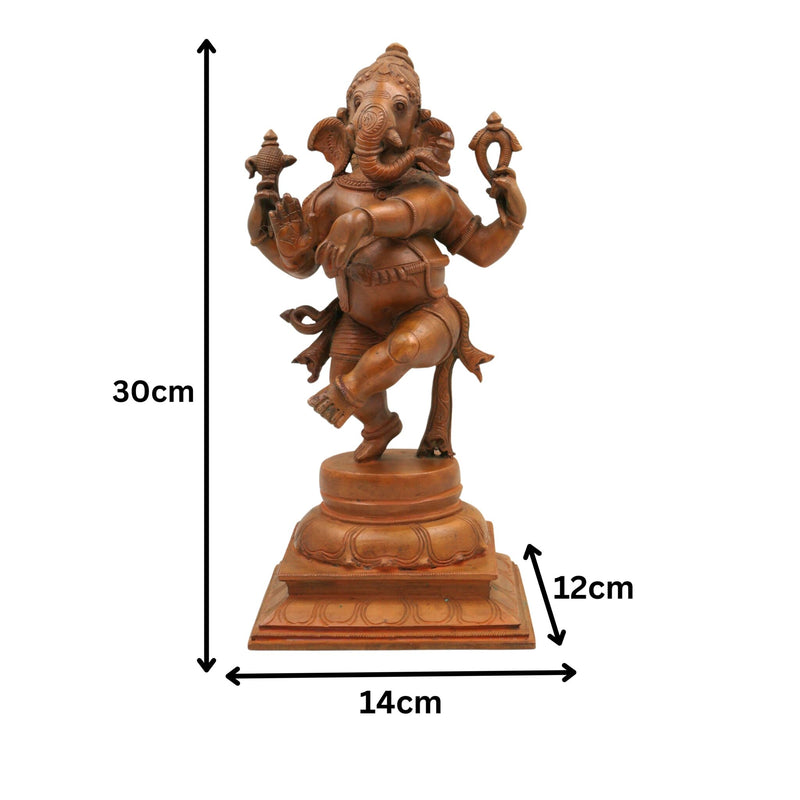 Handcrafted Panchaloha Bronze Ganesha Idol, Vinayaka Ganpati Murti, Chola Art Vighnaharta Sculpture for Home, Temple & Gifting – 30cm,Brown, 12 Inch, 1 Piece