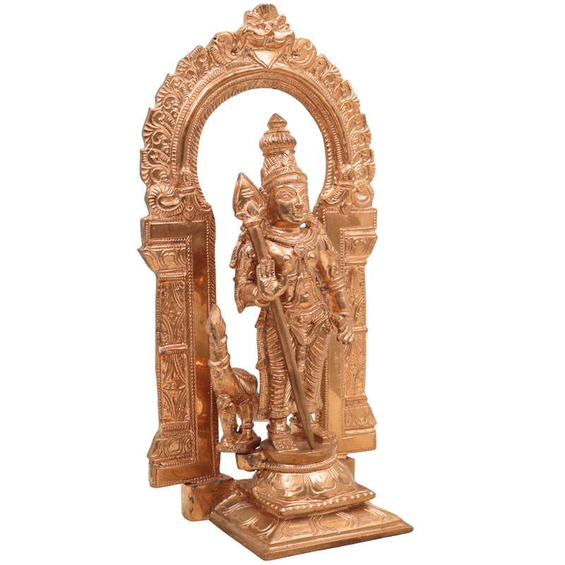 Handmade Panchaloha Karthikeya Murugan Idol | Handmade Panchaloha Karthikeya Murugan Idol | South Indian Lord Kumara Sculpture for Pooja & Decor,Brown, 11 Inch, 1 Piece