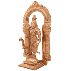 Handmade Panchaloha Karthikeya Murugan Idol | Handmade Panchaloha Karthikeya Murugan Idol | South Indian Lord Kumara Sculpture for Pooja & Decor,Brown, 11 Inch, 1 Piece