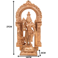 Handmade Panchaloha Karthikeya Murugan Idol | Handmade Panchaloha Karthikeya Murugan Idol | South Indian Lord Kumara Sculpture for Pooja & Decor,Brown, 11 Inch, 1 Piece