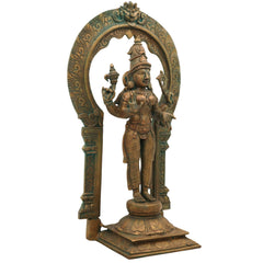 Handcrafted Panchaloha Parvati Idol in Bronze – Gauri Uma Maheshwari Durga Sculpture for Temple & Home Décor,Brown, 15 Inch, 1 Piece