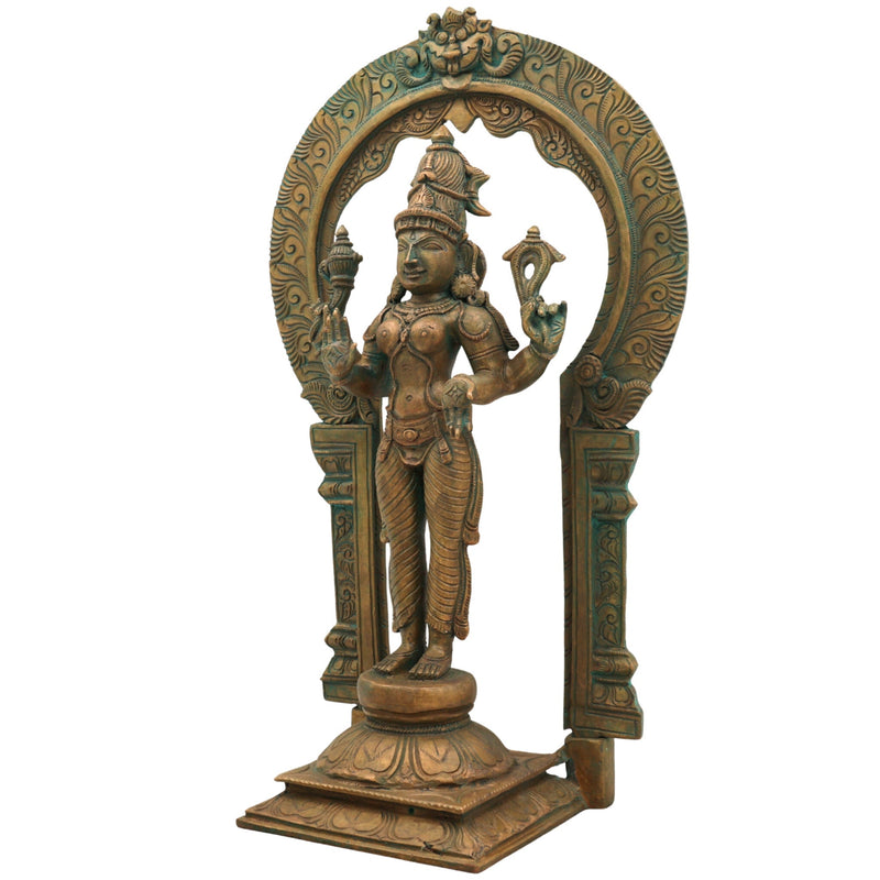 Handcrafted Panchaloha Parvati Idol in Bronze – Gauri Uma Maheshwari Durga Sculpture for Temple & Home Décor,Brown, 15 Inch, 1 Piece