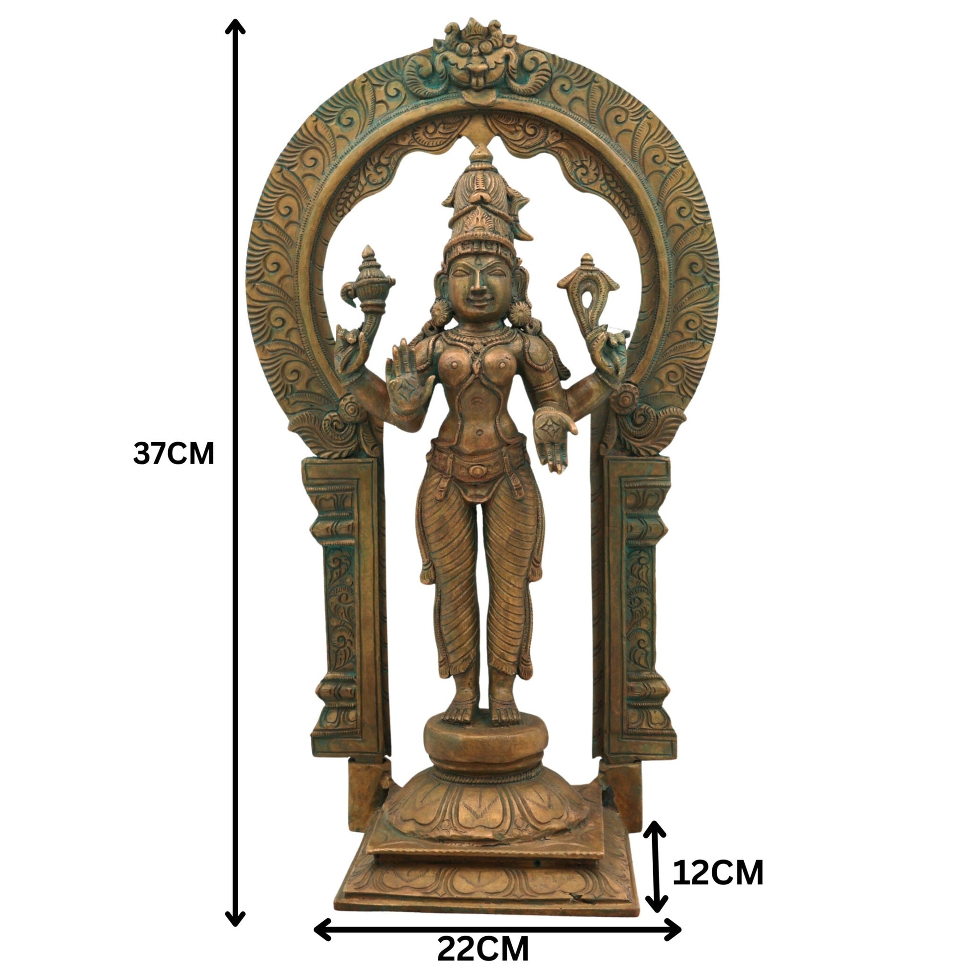 Handcrafted Panchaloha Parvati Idol in Bronze – Gauri Uma Maheshwari Durga Sculpture for Temple & Home Décor,Brown, 15 Inch, 1 Piece