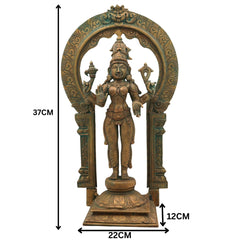 Handcrafted Panchaloha Parvati Idol in Bronze – Gauri Uma Maheshwari Durga Sculpture for Temple & Home Décor,Brown, 15 Inch, 1 Piece