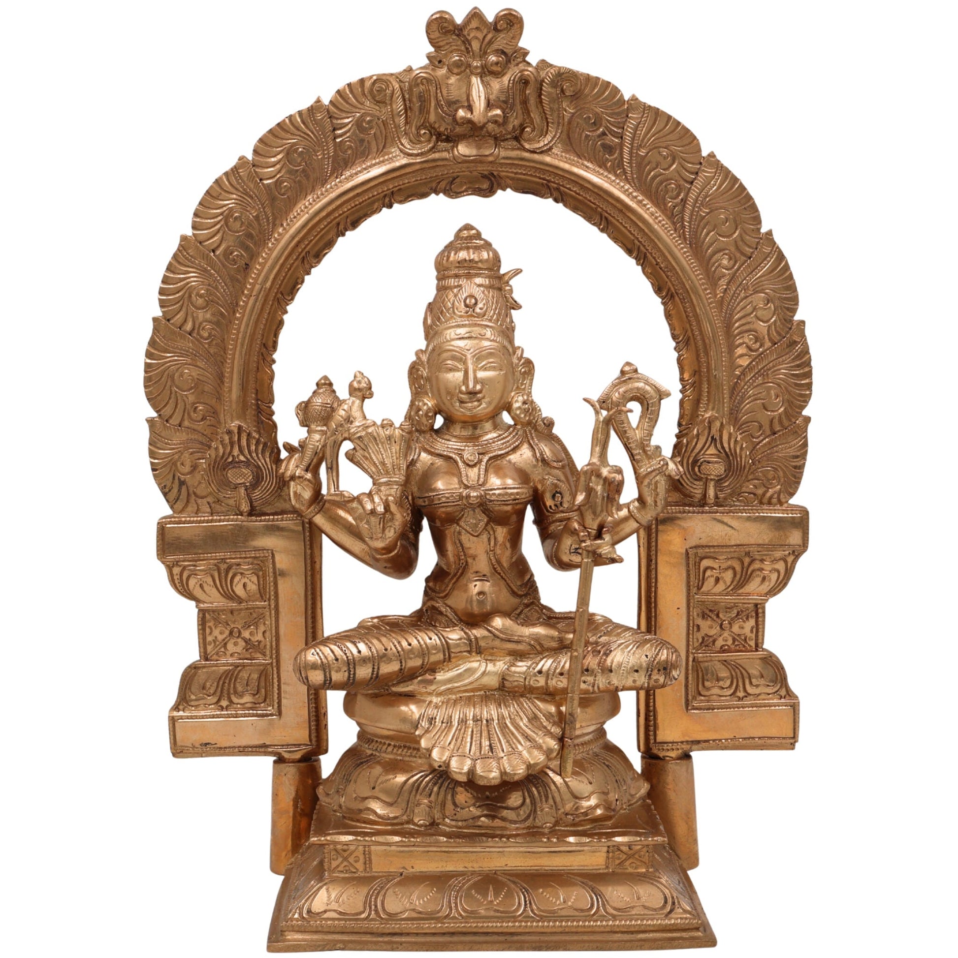 Handcrafted Bronze Panchaloha Rajarajeshwari Idol – Lalita Tripurasundari Parameshwari Devi Chola Art Goddess Statue for Temple & Home Pooja,Brown, 14 Inch, 1 Piece