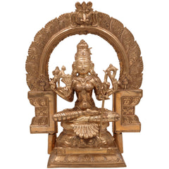 Handcrafted Bronze Panchaloha Rajarajeshwari Idol – Lalita Tripurasundari Parameshwari Devi Chola Art Goddess Statue for Temple & Home Pooja,Brown, 14 Inch, 1 Piece