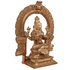 Handcrafted Bronze Panchaloha Rajarajeshwari Idol – Lalita Tripurasundari Parameshwari Devi Chola Art Goddess Statue for Temple & Home Pooja,Brown, 14 Inch, 1 Piece
