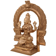 Handcrafted Bronze Panchaloha Rajarajeshwari Idol – Lalita Tripurasundari Parameshwari Devi Chola Art Goddess Statue for Temple & Home Pooja,Brown, 14 Inch, 1 Piece