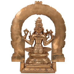 Handcrafted Bronze Panchaloha Rajarajeshwari Idol – Lalita Tripurasundari Parameshwari Devi Chola Art Goddess Statue for Temple & Home Pooja,Brown, 14 Inch, 1 Piece