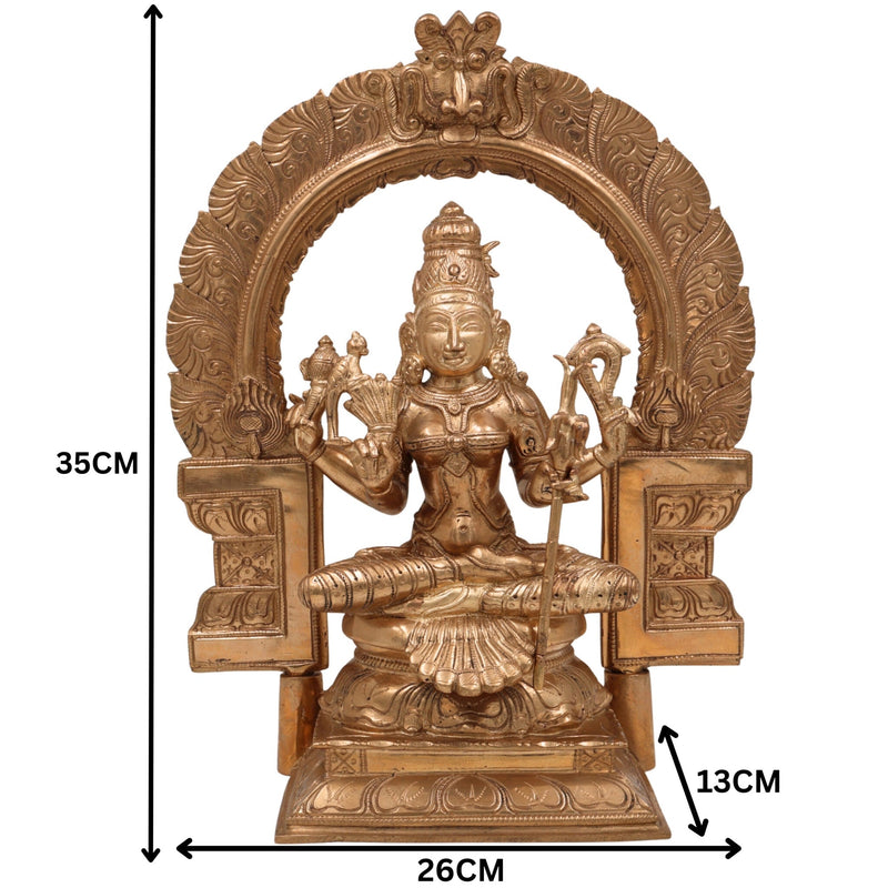 Handcrafted Bronze Panchaloha Rajarajeshwari Idol – Lalita Tripurasundari Parameshwari Devi Chola Art Goddess Statue for Temple & Home Pooja,Brown, 14 Inch, 1 Piece