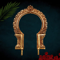 Bhunes Brass Traditional Prabhavali Frame – Arch Wall Hanging for Temple, Home Decor, Prabhawali for Deity, Prabhaval, Gold, 12 Inch, 1 Piece