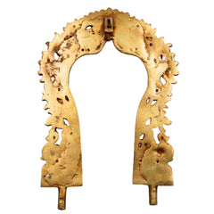Bhunes Brass Prabhavali Arch Frame for Temple, God Idol Backdrop Wall Hanging | Prabhawali for Home Decor & Pooja Mandir | Traditional Prabhaval for Deity with Kirtimukha, Makara Torana & Tiruvasi, Gold, 12 Inch, 1 Piece