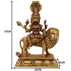 Brass Pratyangira Devi Idol, Atharvana Bhadrakali Murti, Narasimhi Simhamukhi Statue for Pooja Room, Temple, Home & Office Decor,Gold, 7 Inch, 1 Piece