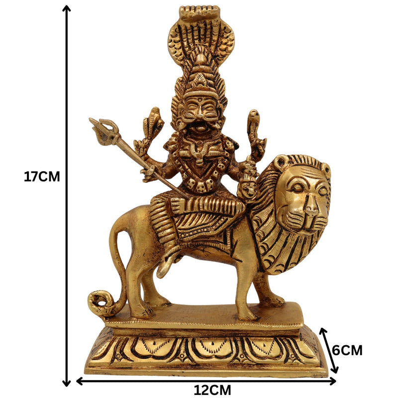 Brass Pratyangira Devi Idol, Atharvana Bhadrakali Murti, Narasimhi Simhamukhi Statue for Pooja Room, Temple, Home & Office Decor,Gold, 7 Inch, 1 Piece