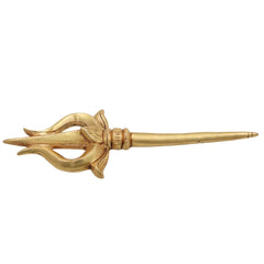 Brass Trishul, Peetal Pital Trident, Lord Shiva Mahadev Rudra Shankar Trishula, Hindu Temple Puja Decor,Gold, 8 Inch, 1 Piece
