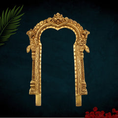 Brass Balaji Prabhavali Frame Arch Wall Hanging – Prabhawal for Temple, Home Decor & Deity Backdrop | Prabhavali for Pooja, Prabhaval for Idol Worship, Gold, 10.5 Inch, 1 Piece