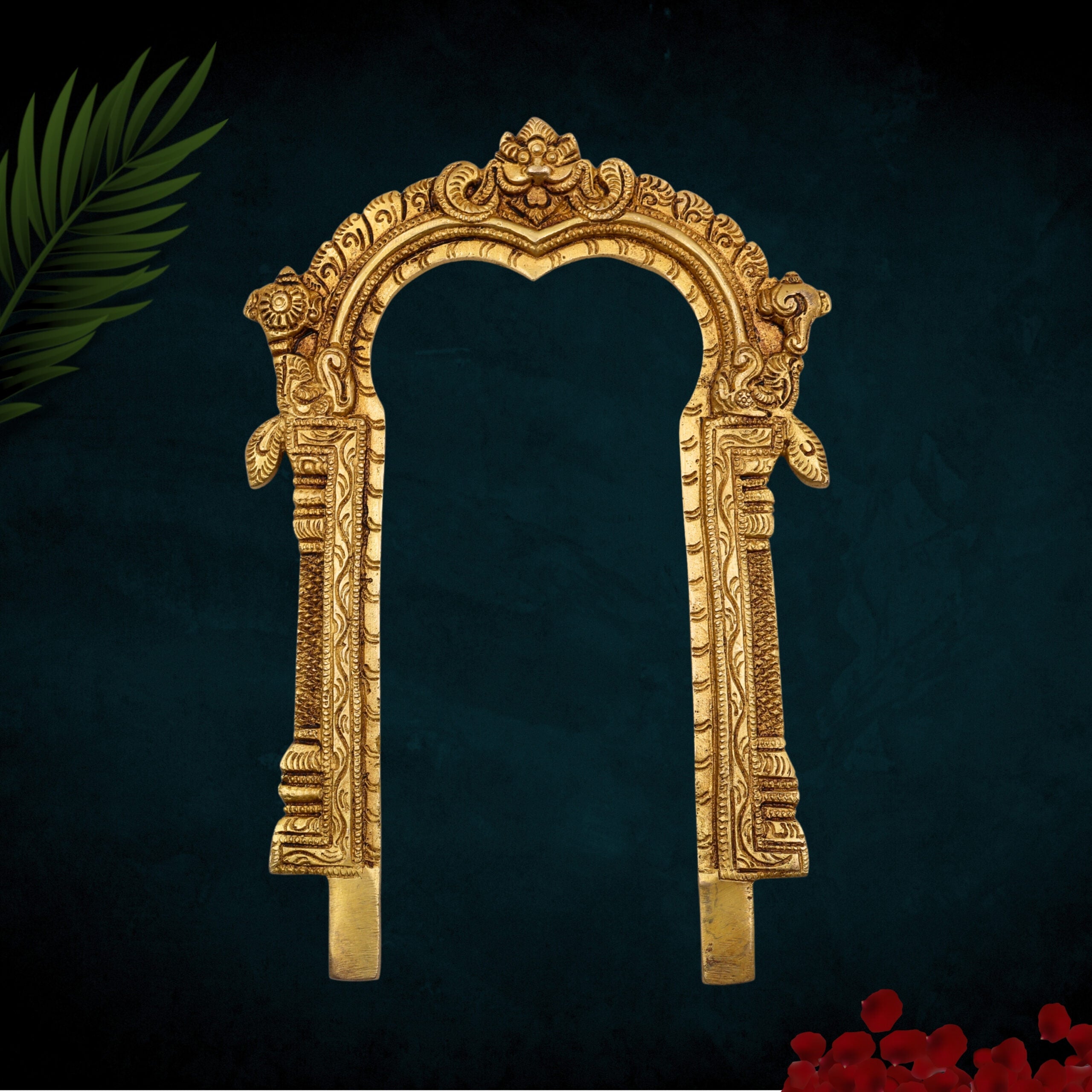 Brass Balaji Prabhavali Frame Arch Wall Hanging – Prabhawal for Temple, Home Decor & Deity Backdrop | Prabhavali for Pooja, Prabhaval for Idol Worship, Gold, 10.5 Inch, 1 Piece