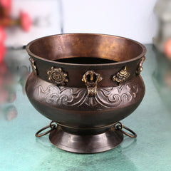 Bhunes Brass Decor Bowl Bowls Pittal Ka Katora With Stand,Brown, 5 Inch, 1 Piece