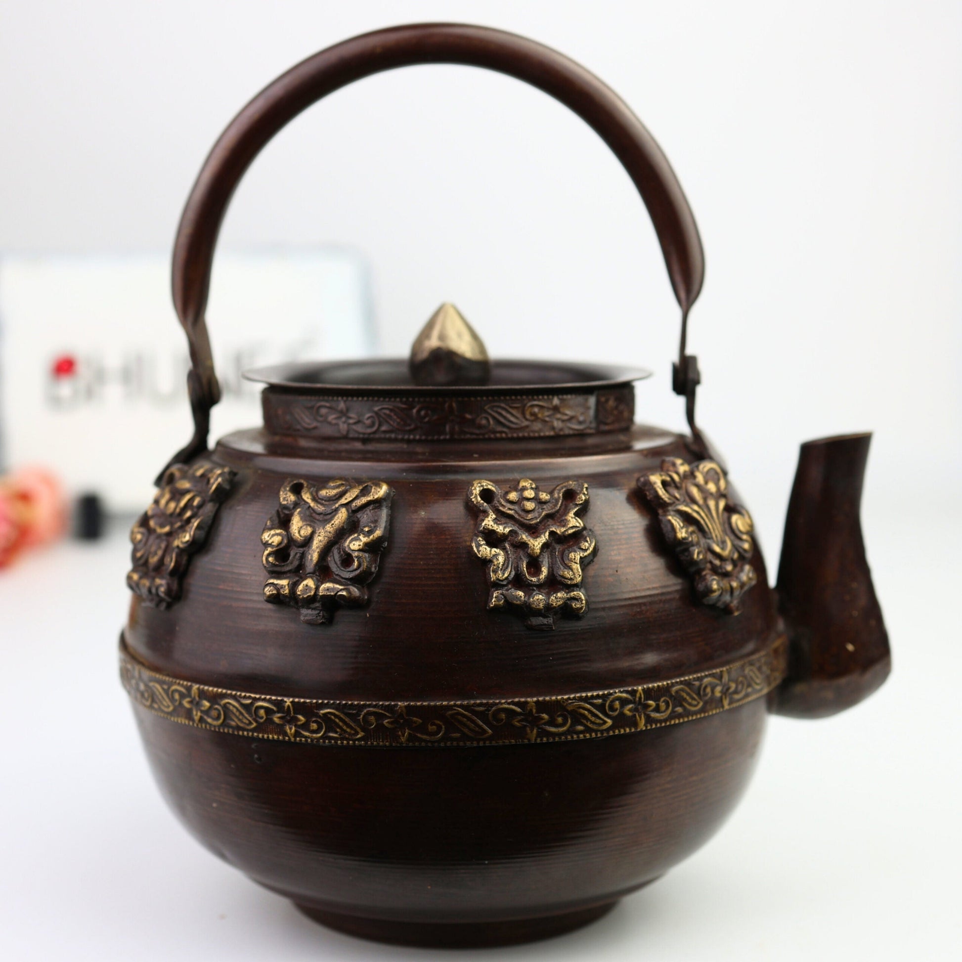 Brass Handmade Kettle Idol, Surai, Tea & Coffee Container, Traditional Indian Brass Pooja Murti, Decorative Brass Sculpture, Home & Temple Decor,Brown, 5 Inch, 1 Piece