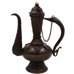 Brass Handcrafted Surahi Idol for Puja, Home Decor, Temple, Gifts – Traditional Peetal/Pittal Surai, Decorative Indian Water Pot Murti, Artisan Statue, Religious Sculpture,Brown, 9.5 Inch, 1 Piece