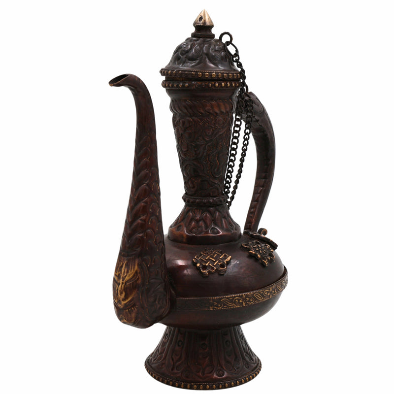 Brass Handcrafted Surahi Idol for Puja, Home Decor, Temple, Gifts – Traditional Peetal/Pittal Surai, Decorative Indian Water Pot Murti, Artisan Statue, Religious Sculpture,Brown, 9.5 Inch, 1 Piece