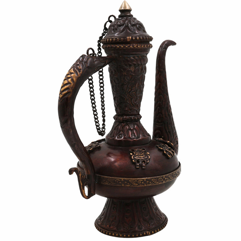 Brass Handcrafted Surahi Idol for Puja, Home Decor, Temple, Gifts – Traditional Peetal/Pittal Surai, Decorative Indian Water Pot Murti, Artisan Statue, Religious Sculpture,Brown, 9.5 Inch, 1 Piece
