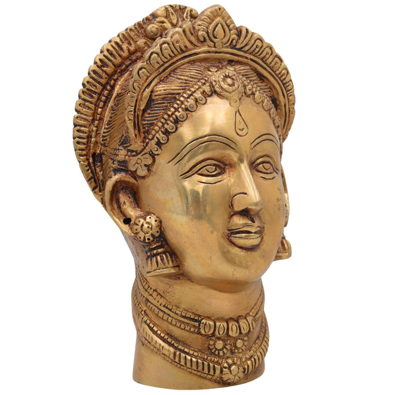 Handcrafted Brass Gowri Face Idol – Gauri, Parvati, Uma, Mahagauri, Shakti Devi Sculpture for Pooja, Home Temple & Spiritual Decor,Gold, 7.5 Inch, 1 Piece