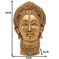Handcrafted Brass Gowri Face Idol – Gauri, Parvati, Uma, Mahagauri, Shakti Devi Sculpture for Pooja, Home Temple & Spiritual Decor,Gold, 7.5 Inch, 1 Piece