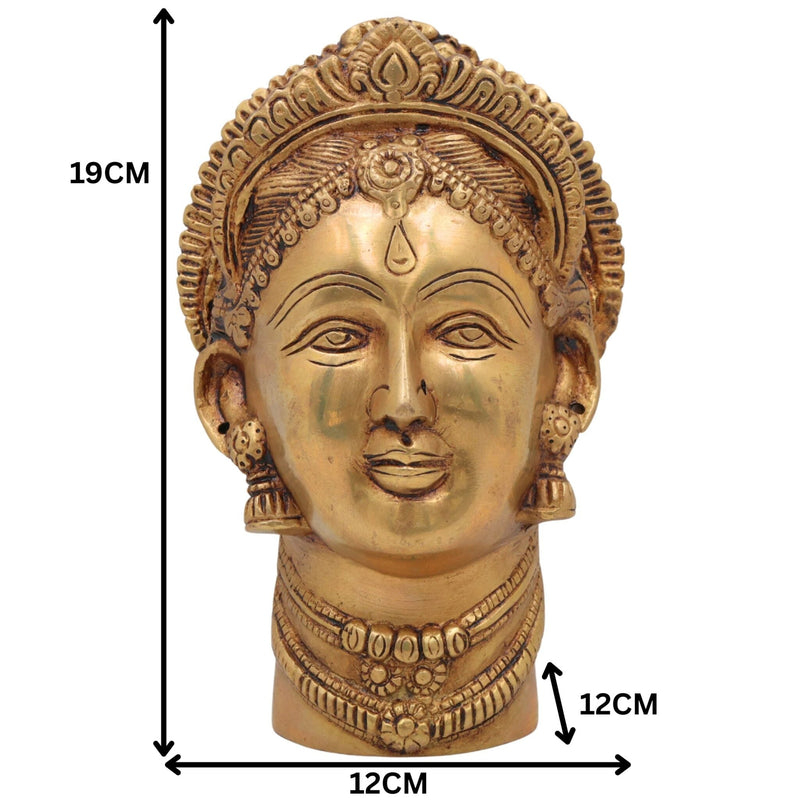 Handcrafted Brass Gowri Face Idol – Gauri, Parvati, Uma, Mahagauri, Shakti Devi Sculpture for Pooja, Home Temple & Spiritual Decor,Gold, 7.5 Inch, 1 Piece
