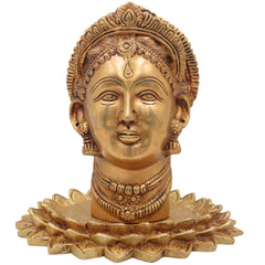 Handcrafted Brass Gowri Face Idol | Mahagauri Parvati Durga Shakti Devi Moorthi for Pooja, Temple & Home Decor,Gold, 8.5 Inch, 1 Piece