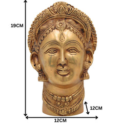 Handmade Mahalakshmi Brass Face Idol | Shri Lakshmi Devi Head Sculpture for Pooja Room, Temple & Home Decor – Gajalakshmi | Varalakshmi | Ashta Lakshmi | Kamala,Gold, 7.5 Inch, 1 Piece