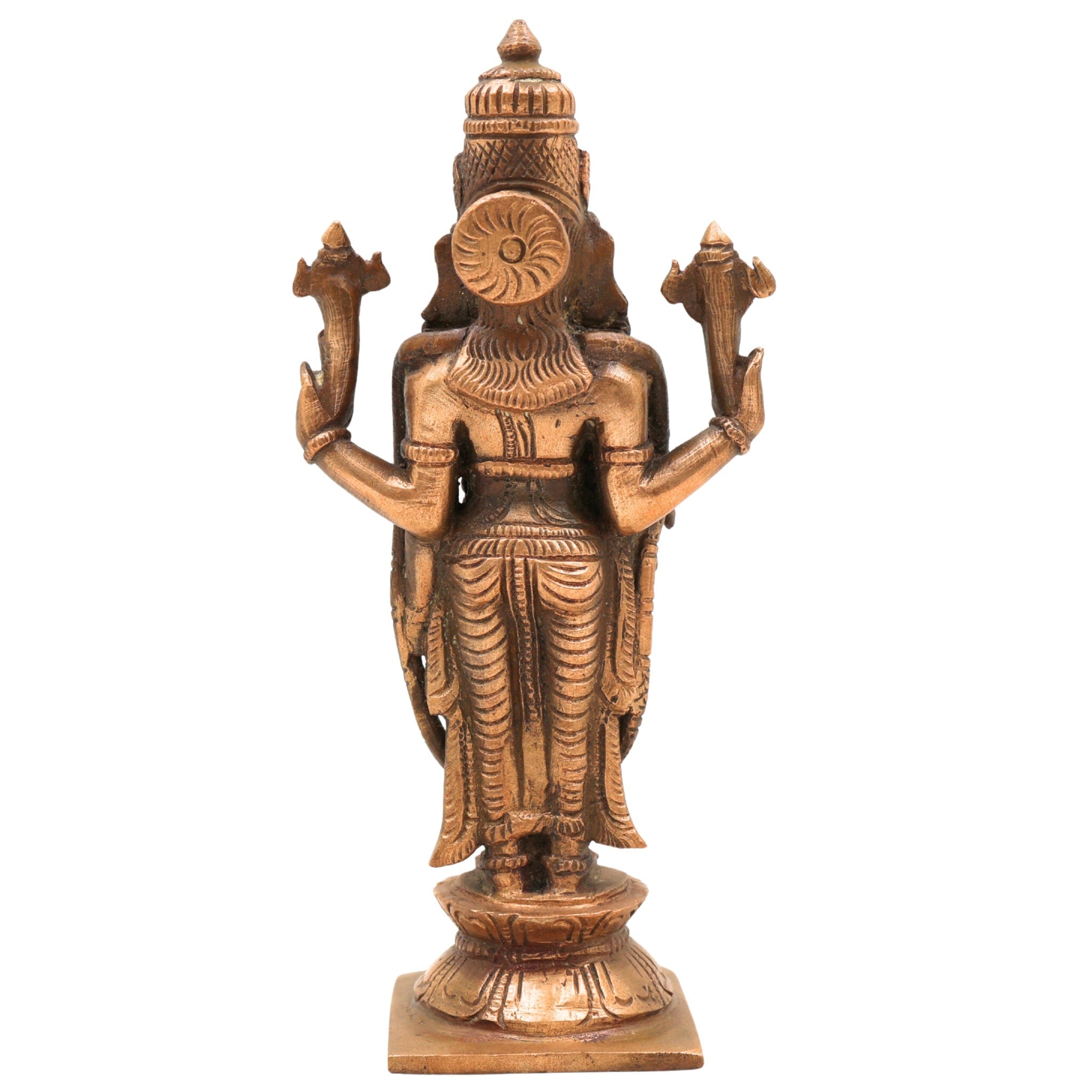 Handmade Bronze Venkateshwara Idol | Balaji, Srinivasa, Tirupati Murti | Panchaloha / Panchadhatu Sculpture for Temple & Home Decor,Brown, 6.5 Inch, 1 Piece