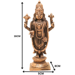 Handmade Bronze Venkateshwara Idol | Balaji, Srinivasa, Tirupati Murti | Panchaloha / Panchadhatu Sculpture for Temple & Home Decor,Brown, 6.5 Inch, 1 Piece
