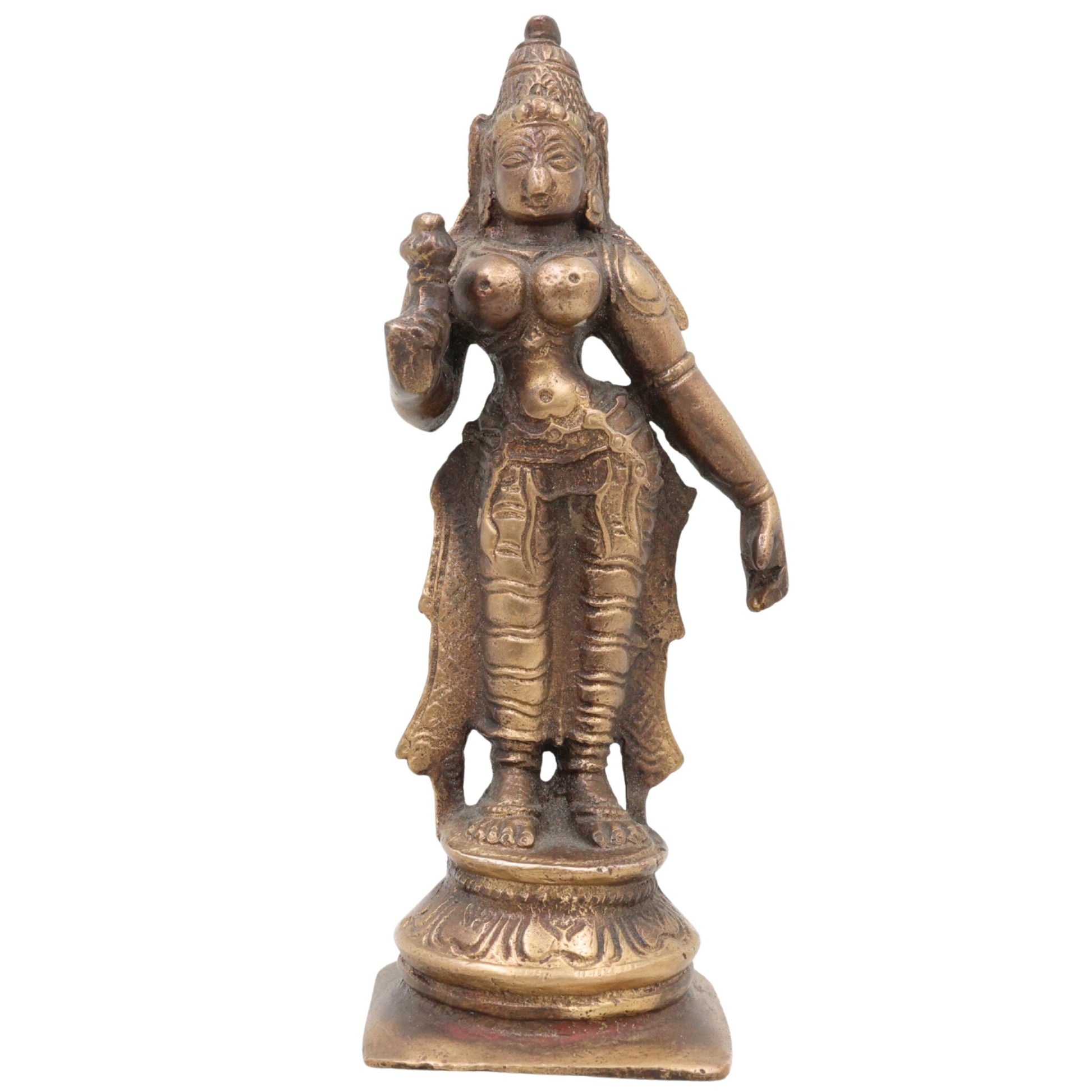 Handcrafted Brass Parvati Idol – Gauri Uma Shakti Devi Moorti for Pooja Room, Home Temple & Spiritual Decor,Brown, 6 Inch, 1 Piece
