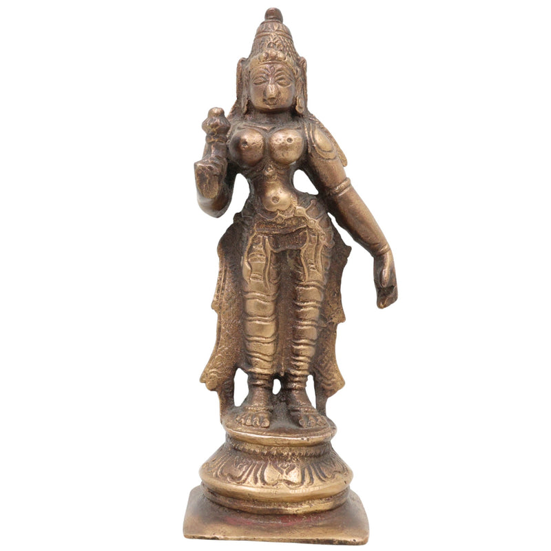 Handcrafted Brass Parvati Idol – Gauri Uma Shakti Devi Moorti for Pooja Room, Home Temple & Spiritual Decor,Brown, 6 Inch, 1 Piece