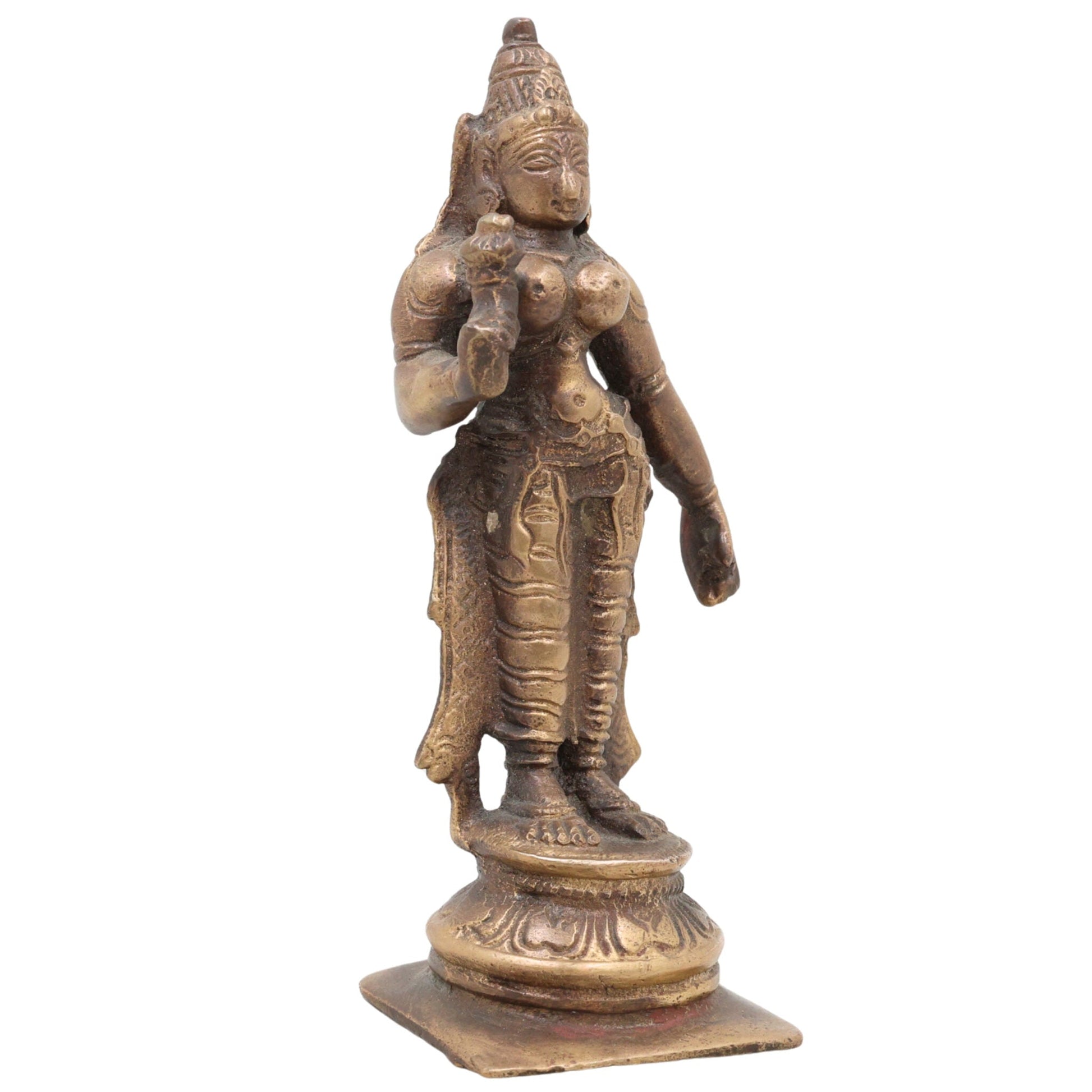 Handcrafted Brass Parvati Idol – Gauri Uma Shakti Devi Moorti for Pooja Room, Home Temple & Spiritual Decor,Brown, 6 Inch, 1 Piece