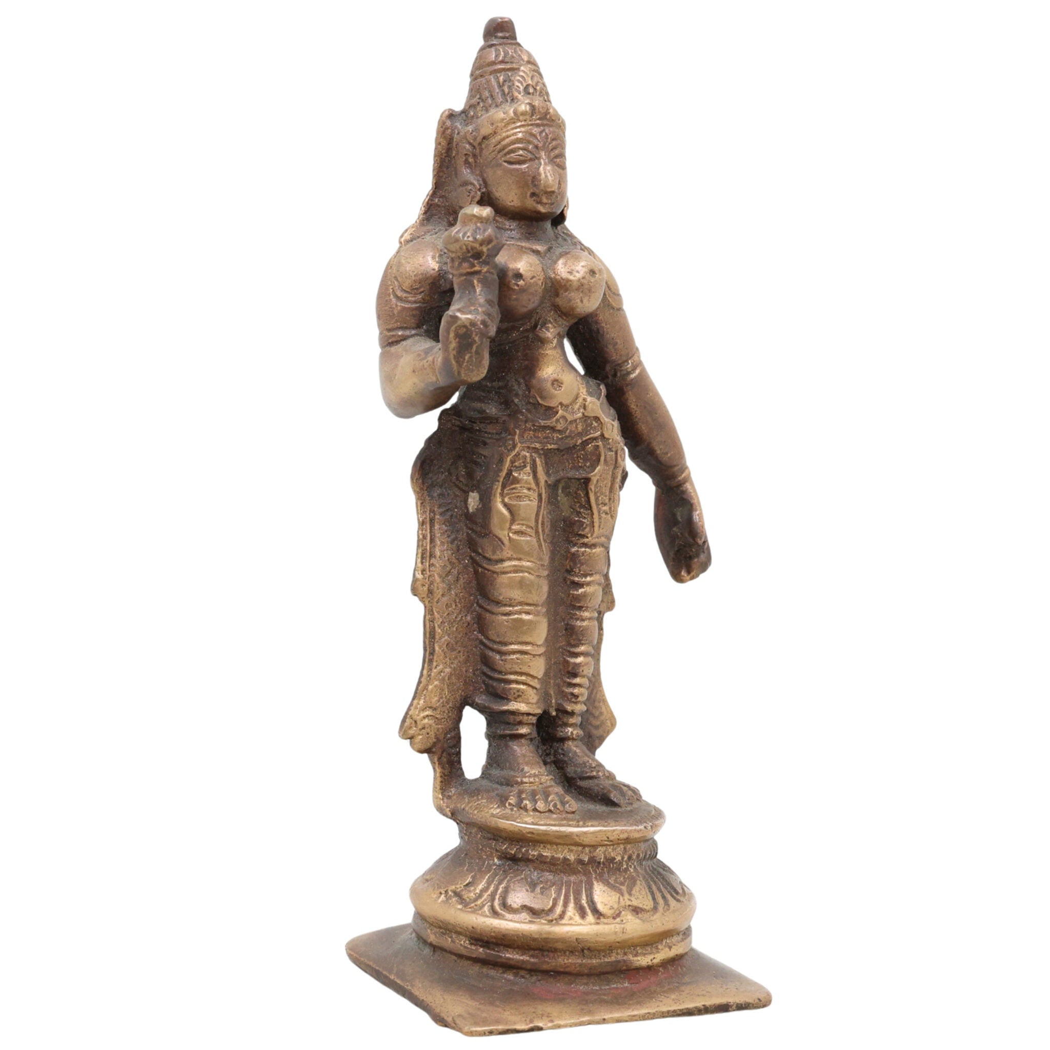 Handcrafted Brass Parvati Idol – Gauri Uma Shakti Devi Moorti for Pooja Room, Home Temple & Spiritual Decor,Brown, 6 Inch, 1 Piece