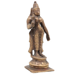 Handcrafted Brass Parvati Idol – Gauri Uma Shakti Devi Moorti for Pooja Room, Home Temple & Spiritual Decor,Brown, 6 Inch, 1 Piece