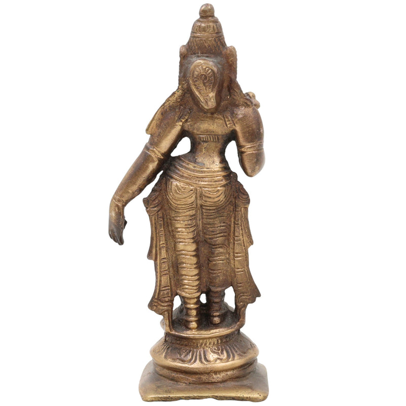 Handcrafted Brass Parvati Idol – Gauri Uma Shakti Devi Moorti for Pooja Room, Home Temple & Spiritual Decor,Brown, 6 Inch, 1 Piece