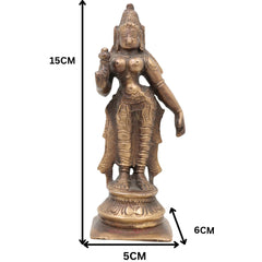 Handcrafted Brass Parvati Idol – Gauri Uma Shakti Devi Moorti for Pooja Room, Home Temple & Spiritual Decor,Brown, 6 Inch, 1 Piece
