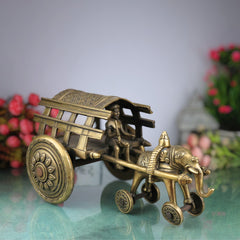 Bhunes Brass Big Bullock Cart Solid Showpiece,Gold, 7.5 Inch, 1 Piece