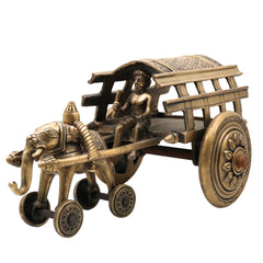 Bhunes Brass Big Bullock Cart Solid Showpiece,Gold, 7.5 Inch, 1 Piece