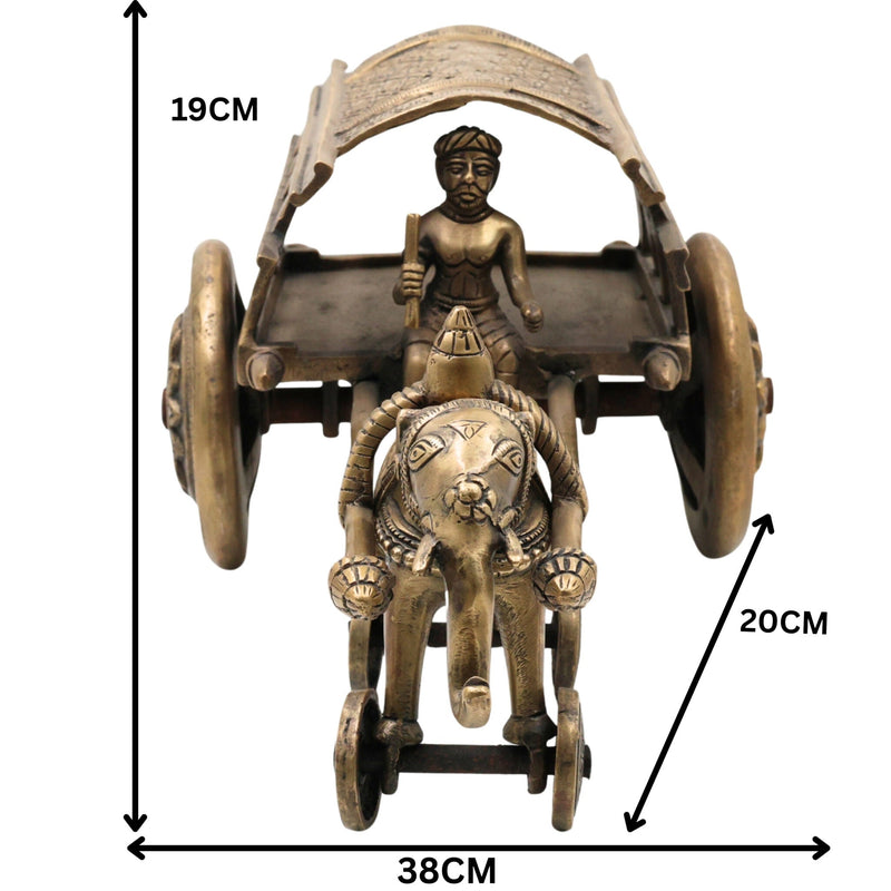 Bhunes Brass Big Bullock Cart Solid Showpiece,Gold, 7.5 Inch, 1 Piece