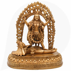 Brass Mahakali Idol – Kali Maa | Chamunda | Bhadrakali | Kalratri | Shakti Roop Devi Murti for Pooja, Temple & Home Decor by Bhunes,Gold, 14 Inch, 1 Piece