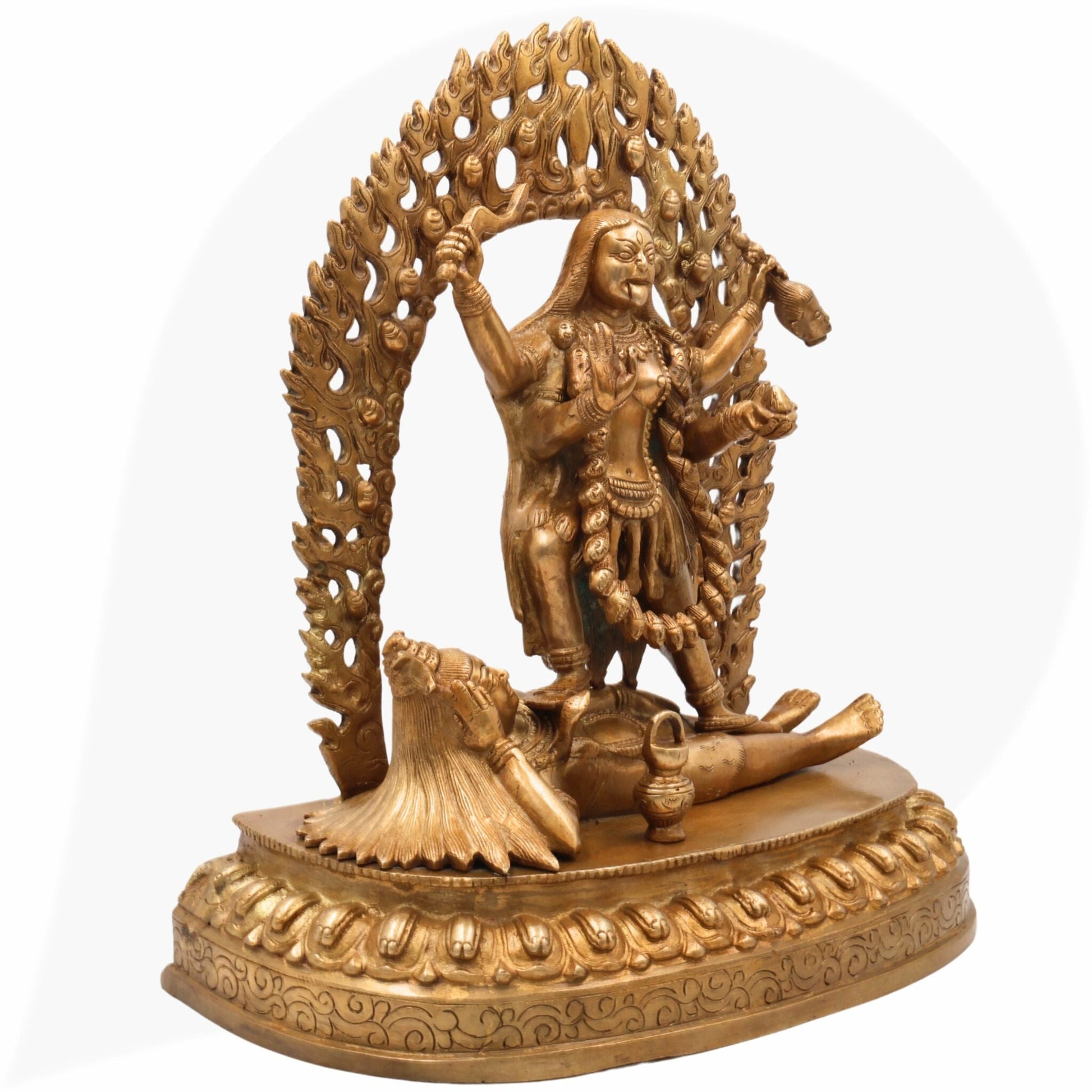 Brass Mahakali Idol – Kali Maa | Chamunda | Bhadrakali | Kalratri | Shakti Roop Devi Murti for Pooja, Temple & Home Decor by Bhunes,Gold, 14 Inch, 1 Piece