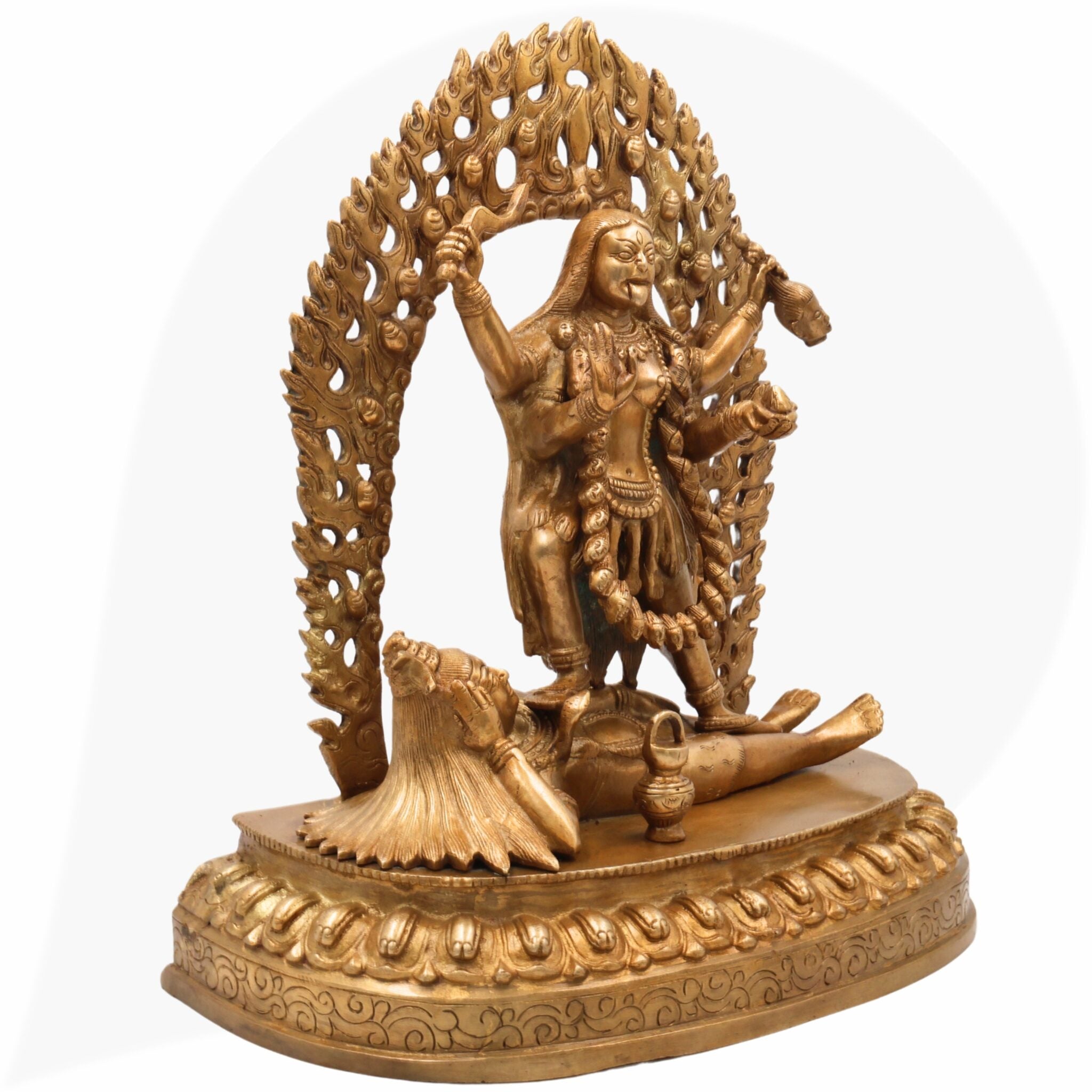 Brass Mahakali Idol – Kali Maa | Chamunda | Bhadrakali | Kalratri | Shakti Roop Devi Murti for Pooja, Temple & Home Decor by Bhunes,Gold, 14 Inch, 1 Piece