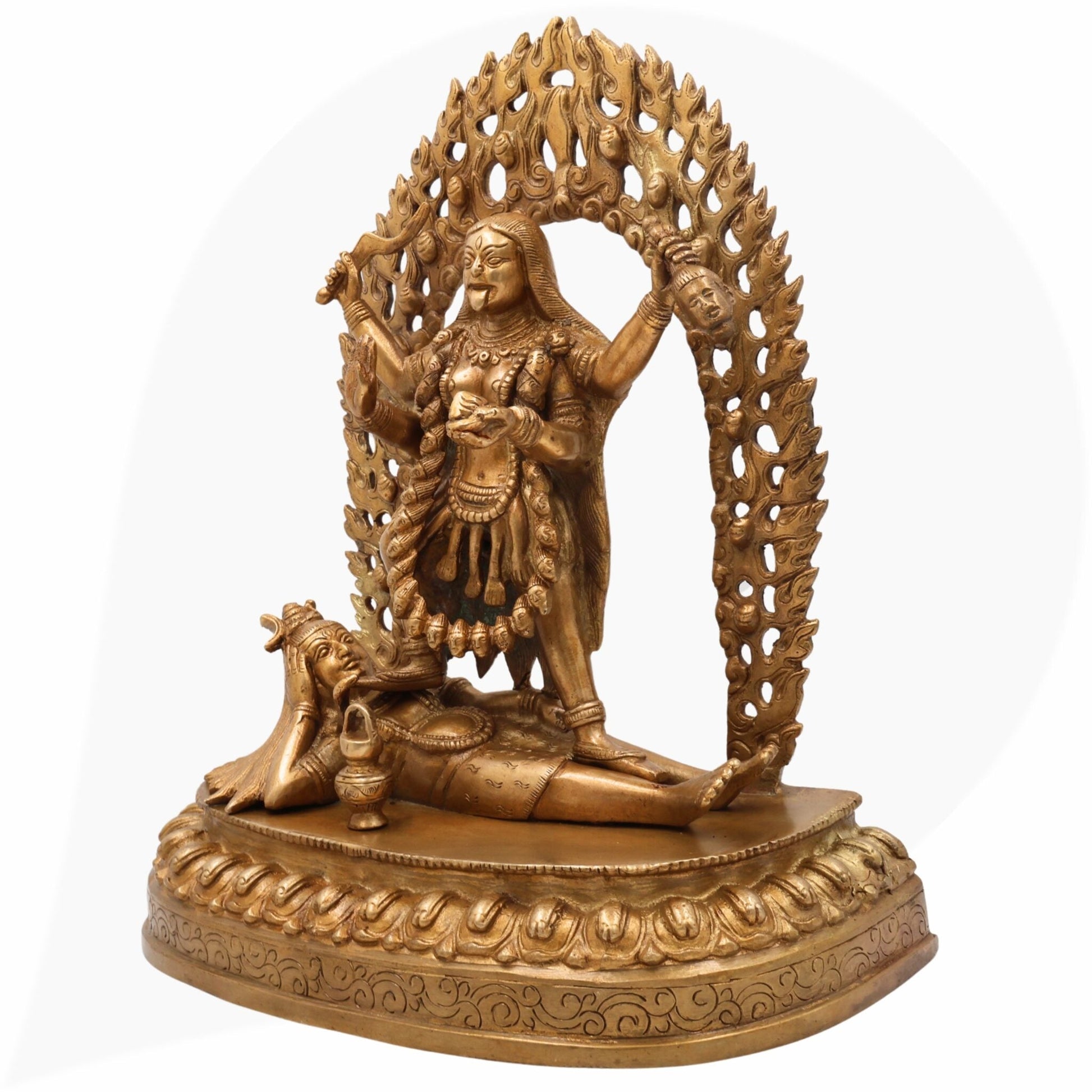 Brass Mahakali Idol – Kali Maa | Chamunda | Bhadrakali | Kalratri | Shakti Roop Devi Murti for Pooja, Temple & Home Decor by Bhunes,Gold, 14 Inch, 1 Piece